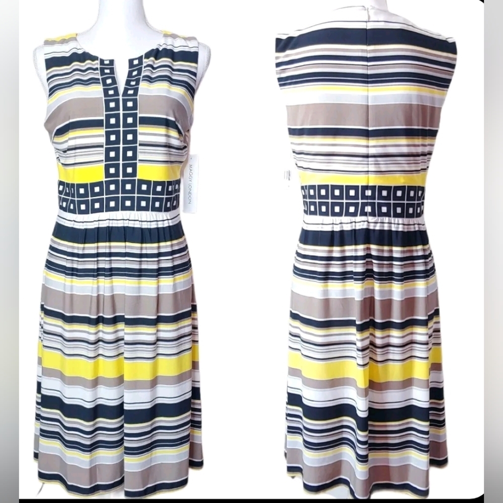 Maggy London Stripes Sleeveless Jersey Dress